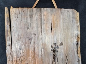 Primitive Wood Fence Plank Painted Farm Windmill Western Rustic Decor Vintage