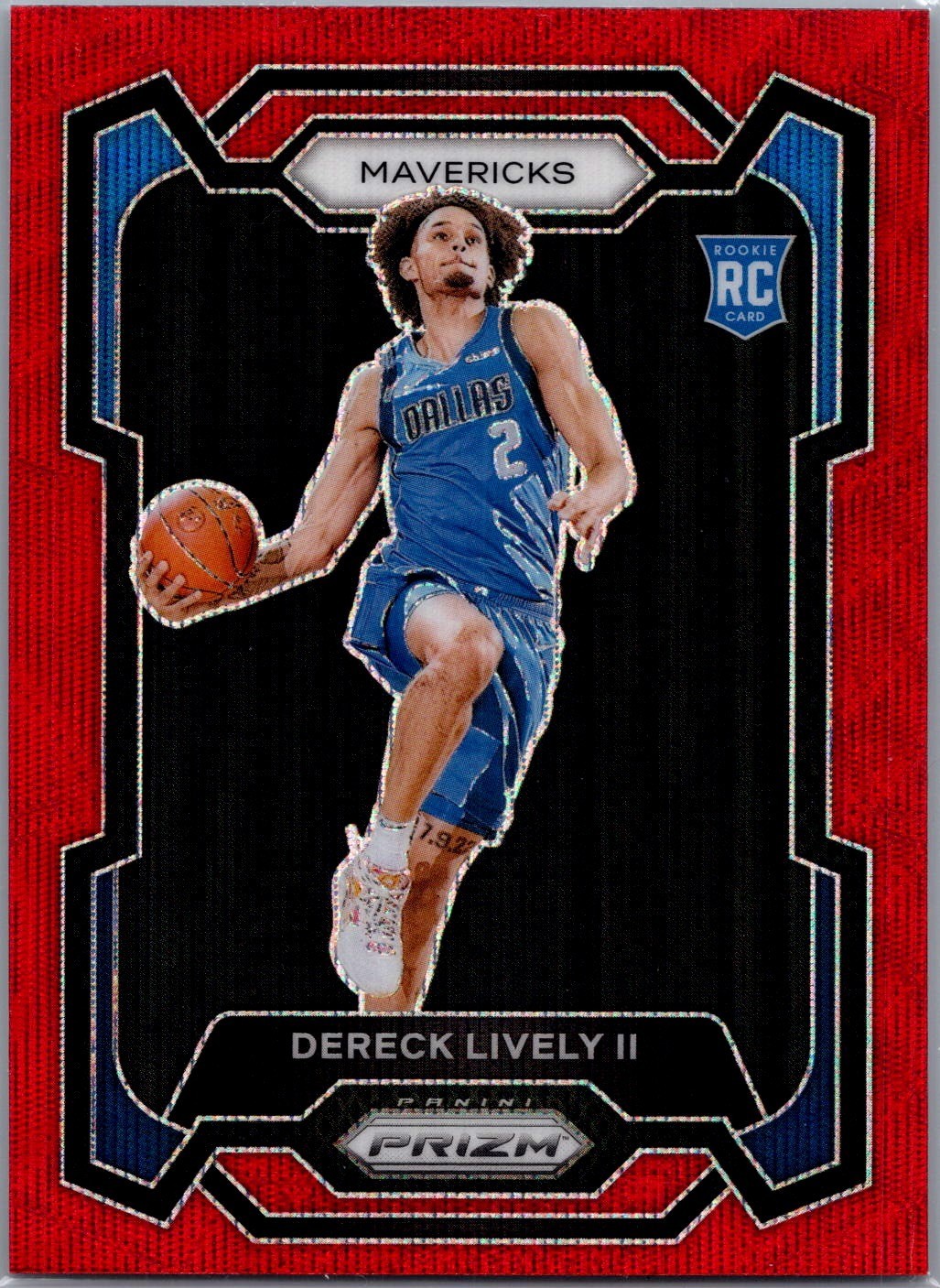 2023-24 Panini Prizm Dereck Lively II RED Wave Prizm RC #163 Mavericks