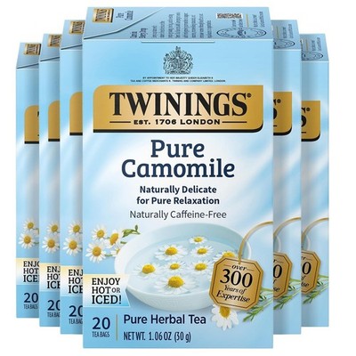 Twinings Pure Camomile Tea Bags, 20 Count (Pack of 6)