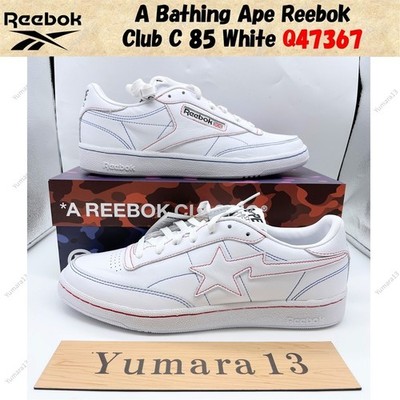A Bathing Ape Reebok Club C 85 White Q47367 Men's Size