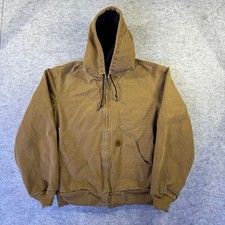 Carhartt J25 CML Hooded Sandstone Active Jacket Made in USA Large Brown Mens