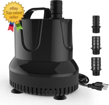 Simple Deluxe 660GPH Submersible Water Pump 2500L H 45W 8.2ft Lift 3 Nozzl Black