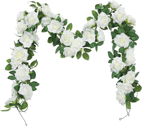 Blumengirlande KüNstlich 3 StüCk Weiß FüR Hochzeit Outdoor Deko-image