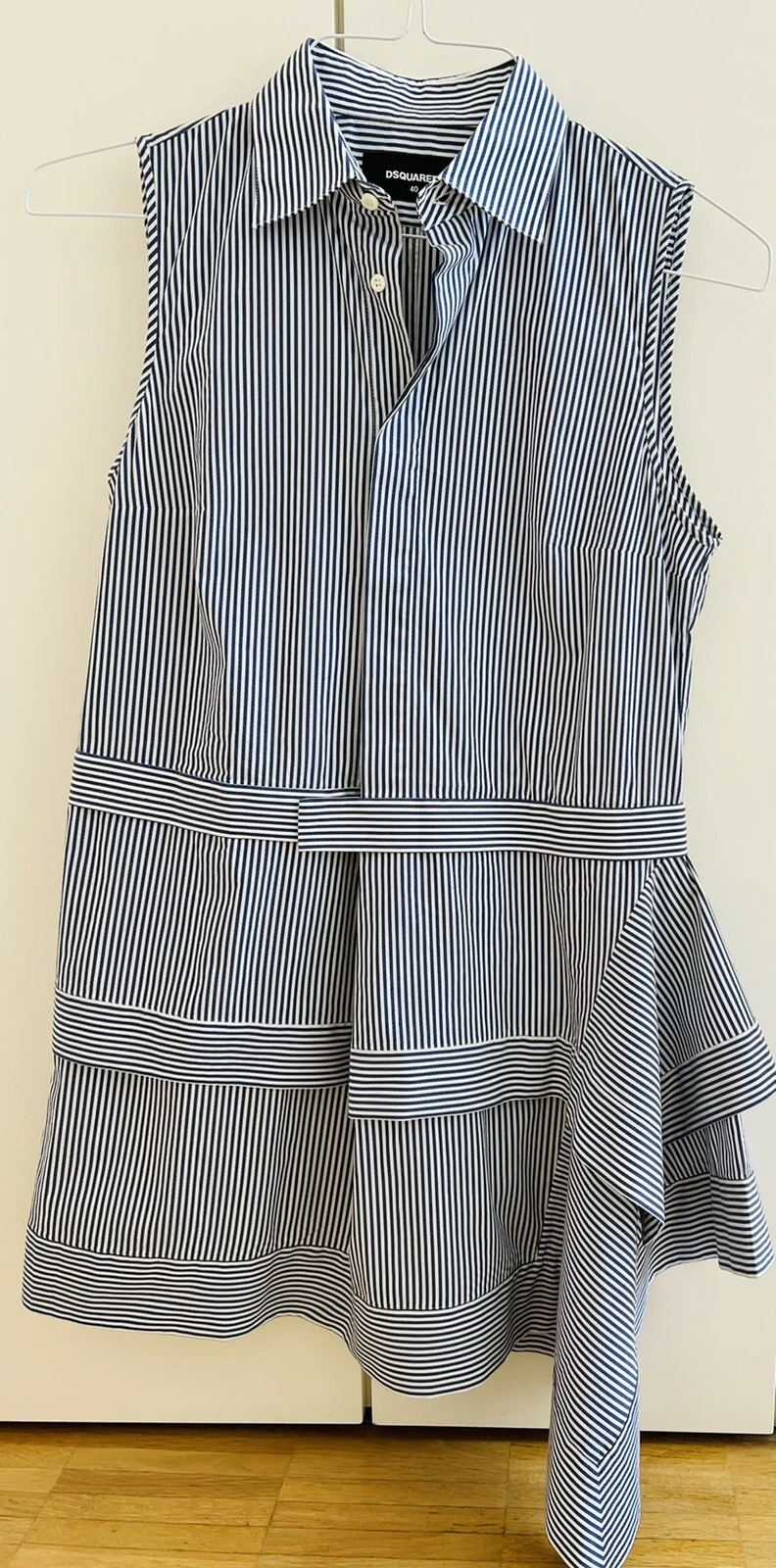 DSQUARED2 Orig. Camicia abito DSQUARED blu bianco a righe taglia 40 34 NP650 €