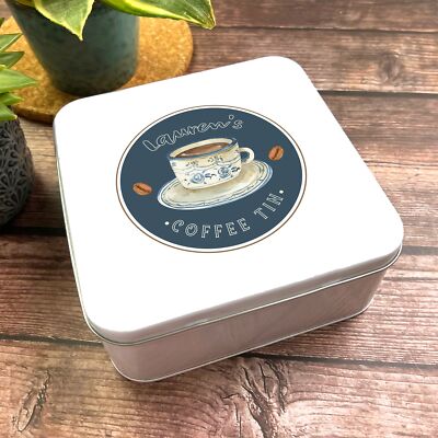Quadratische bedruckte Kaffeetasse Untertasse Bohnen Vintage personalisierte Kaffeedose
