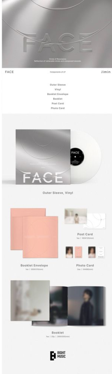 韓国LP Jimin Face BHE0251 Bighit Music /00260 Jimin (BTS) - FACE (Vinyl) - Music & Performance - Walmart.com