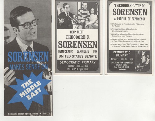 Ted Sorensen for U.S. Senate Campaign Pamphlet and Card NY, JFK Aide, Biographer - 第 1/1 張圖片
