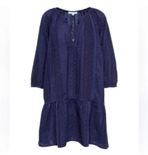 Melissa Odabash Ashley Embroidered Mini Dress Swim Coverup In Navy SZ XS NWT