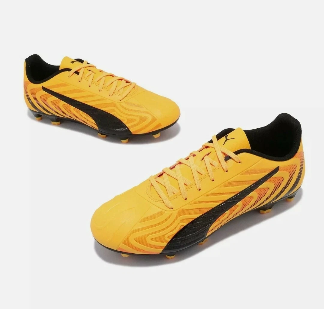 Puma One 20.4 FG AG Yellow Black Men SpikesFootball Soccer Shoes