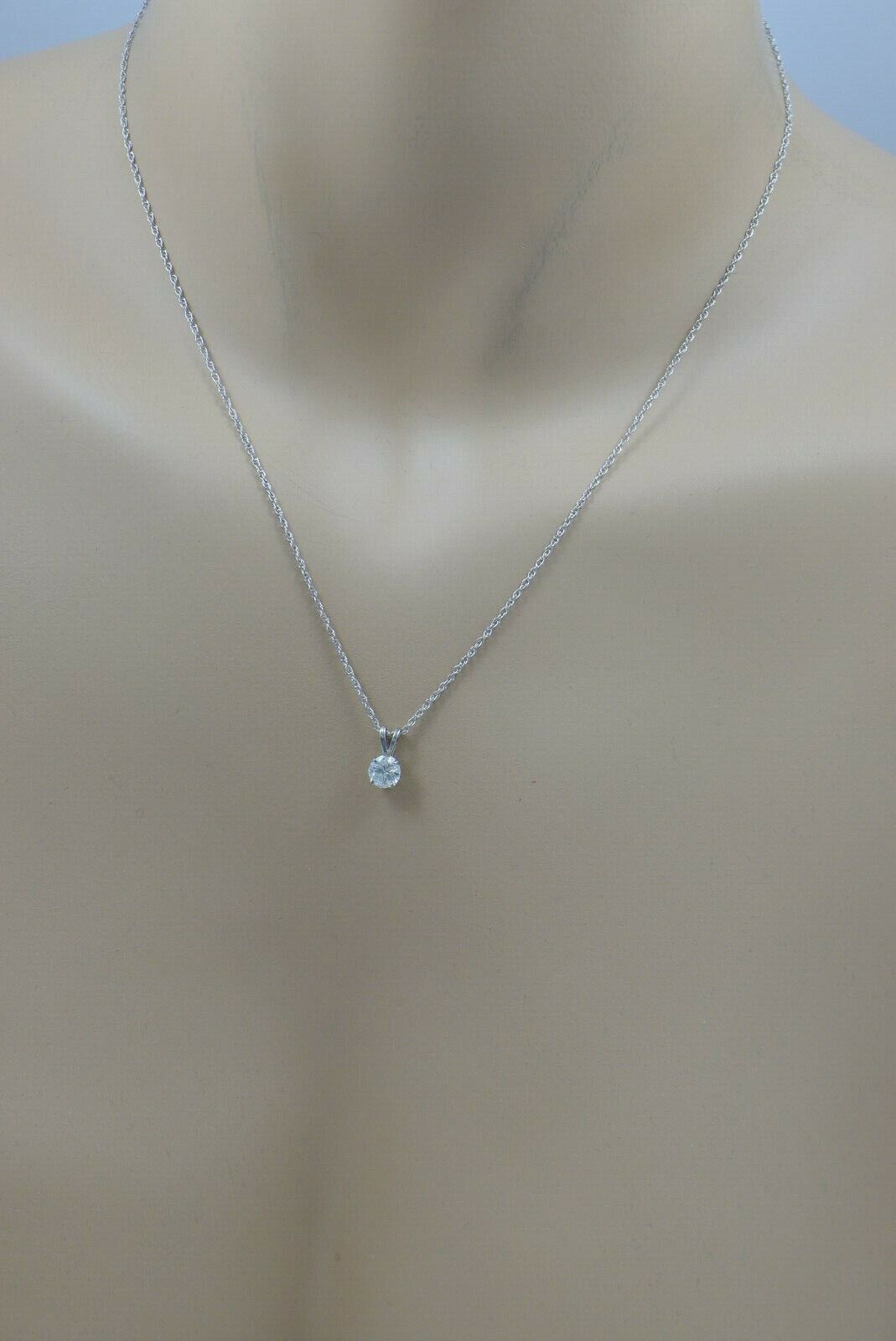14K WG Round Diamond Necklace with 20" chain Circ… - image 2
