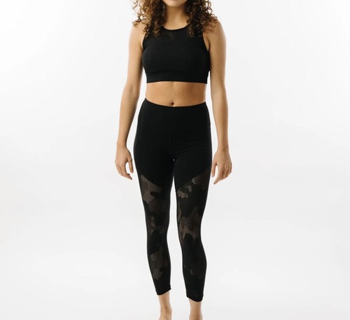 Zyia Black Luxe and Camo Mesh Leggings 
