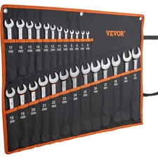 25-Piece Combination Wrench Set, Metric Sizes 6 mm to 32 mm, Carbon Steel, With