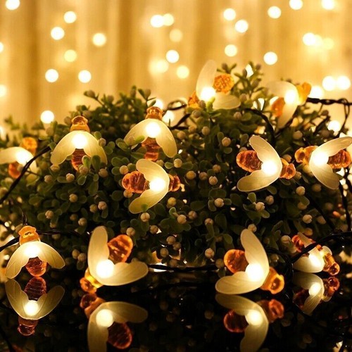 50 LED Solar Powered Bee String Lights Outdoor Yard Garden Decor Waterproof Lamp - Picture 3 of 12