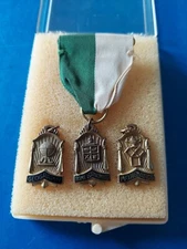 3 Vintage Scholastic Pins Made By HJCO 1950s - Geography, Math & Home Economics 