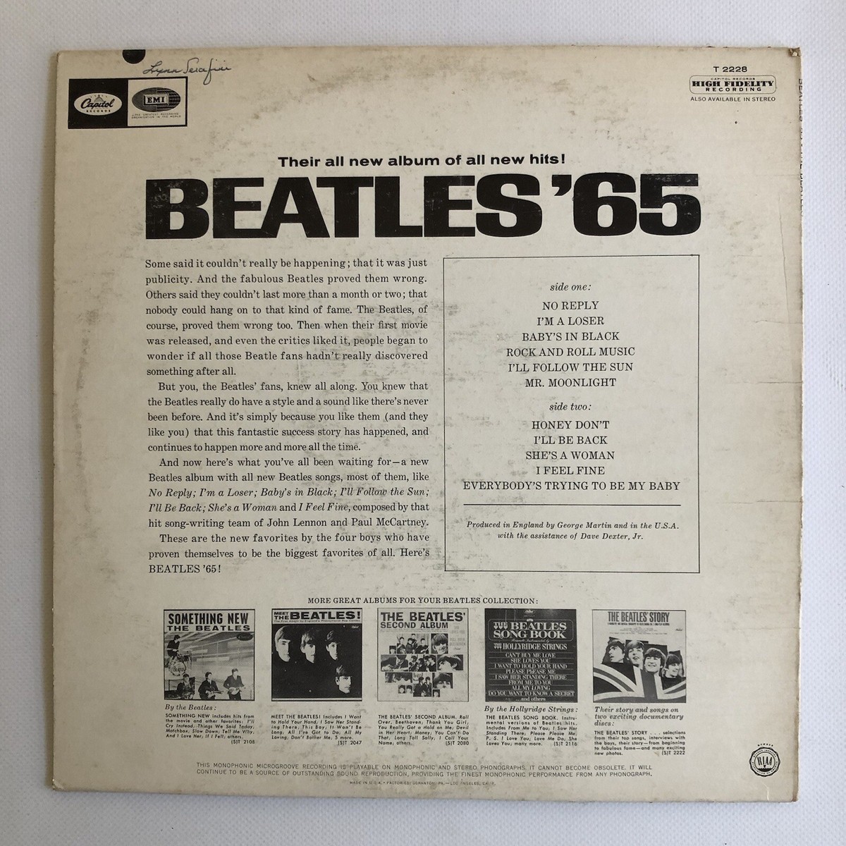【新品未開封】【レコード】Beatles '65 The Beatles VINTAGE THE BEATLES 65 VINYL RECORD ALBUM 12” Capital
