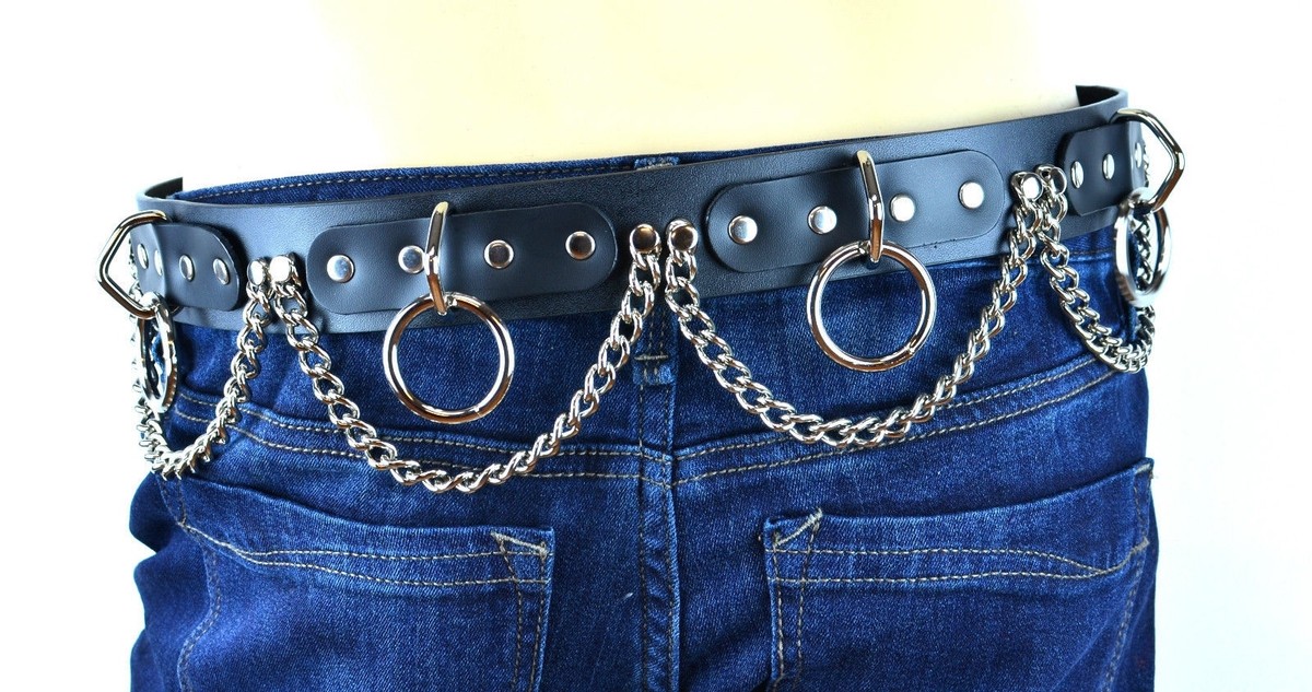 Chain Bondage Belt Punk Goth Belt Medium 1 1/4