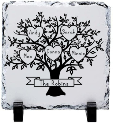 Personalised Family Tree Rock Slate Gift Up to 9 names 19x19 cm | eBay UK