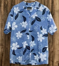 🏝️Island Aloha Wear W/ White Flowers/Dark Blue Leaves/Light Blue Shirt