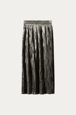 185 £ NEU BA&SH Palace Faltenrock Argent Größe XS UK 6/8 Silber Metallic