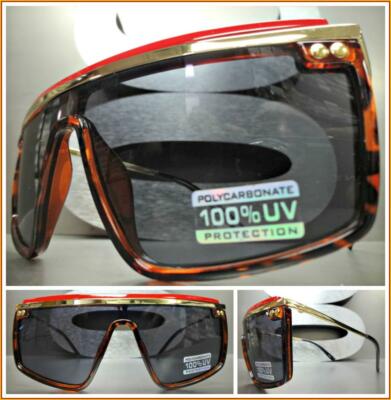 SPEXX Eyewear 7744 Shield Sonnenbrille Tortoise & Gold Glanz Schwarz UV400