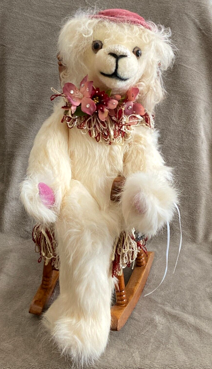 Emma's Bears OOAK Artist Bear Soft Fur Grandma Bear Fancy Hat in