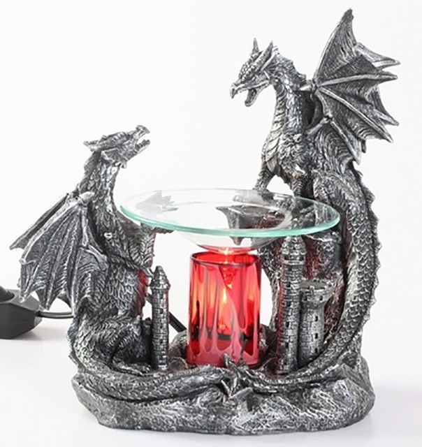 Black Double Dragon Burner Wax Tart Scented Oil Candle Warmer Electric