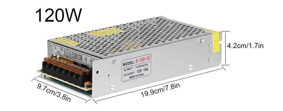 DC12V LED Driver Power Supply 120W LED Transformer for LED Strip Light/CCTV/MR16 - Image 3 of 4