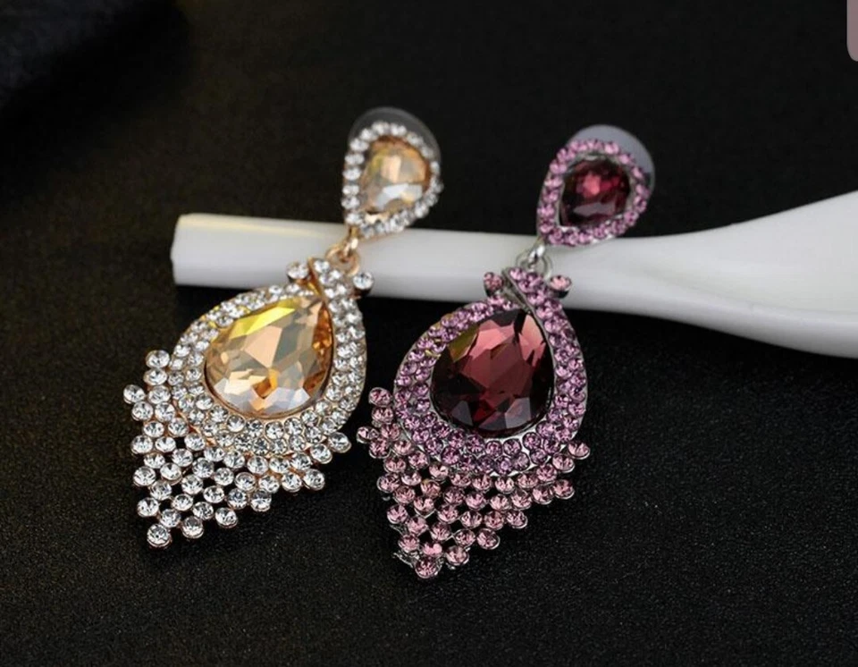 PENDIENTES ARAÑA ELEGANTE CRISTAL ESTRÁS MODA U.S. STOCK Foto 4 de 4