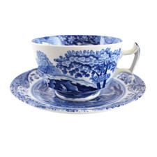 Spode Italian Tea Cup and Saucer  Blue & White Vintage