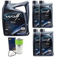 MotoröL Set Wolf Vitaltech PI C3 5W40 9 Liter + ÖLfilter FüR Daewoo Musso 2.9