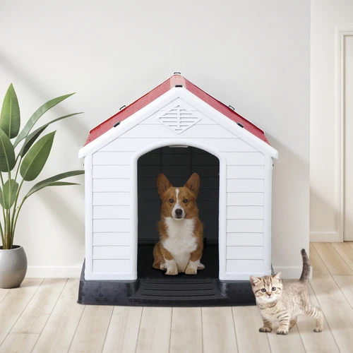 28 Zoll/32 Zoll H Outdoor Hundehaus wetterfest Tierheim Hundeheuche 4 Farben - Bild 63 von 73
