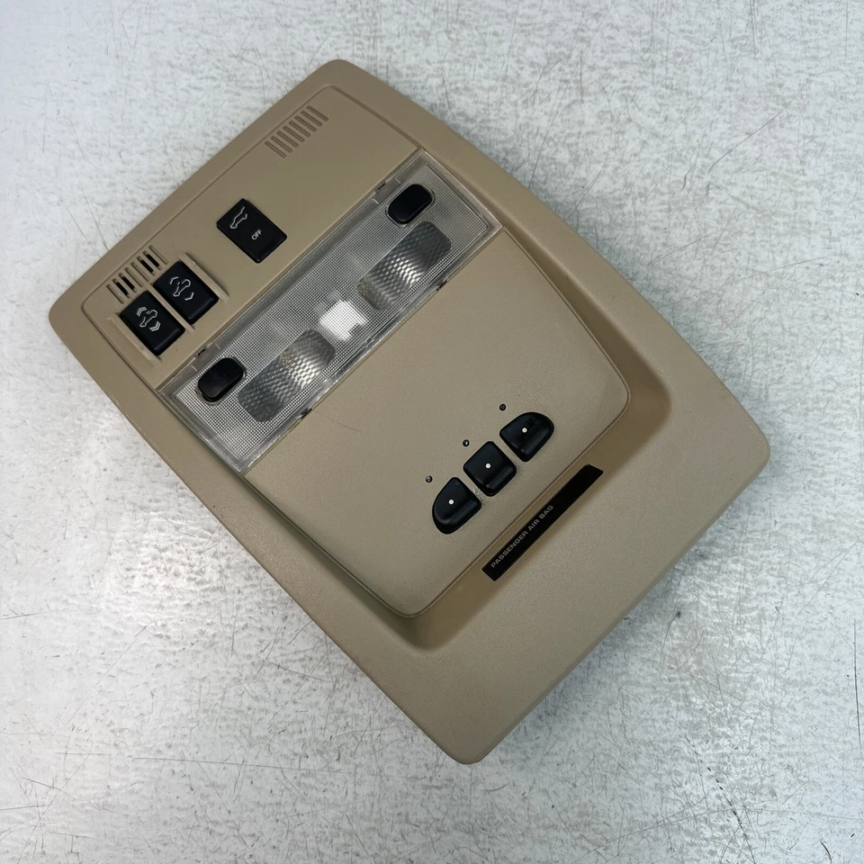 2007-2013 Chevrolet Tahoe Suburban Overhead Console Homelink Map Lights Tan - Image 2 of 4