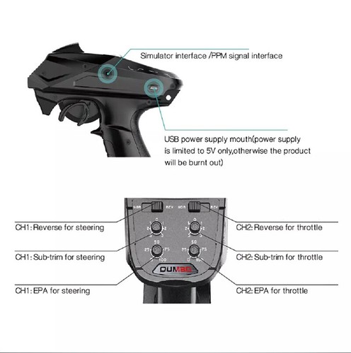 DUMBORC-X6 6CH 2.4G RC Radio Controller Transmitter & Mixed Mode +X6FG Receiver - Picture 5 of 13