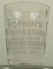 HOPKINS NEGOZIO DI LIQUORI JOHN W KROON MINNESOTA SHOT GLASS