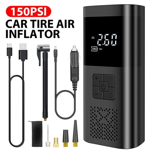 LCD Elektrische Akku Luftpumpe Auto Fahrrad Reifen Druckluft Kompressor 150PSI - Bild 19 von 19