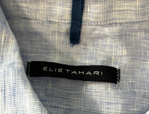 Elie Tahari Linen Shirt Mens Small Blue Long Sleeve Resort Cruise Vacation Beach - Picture 6 of 8