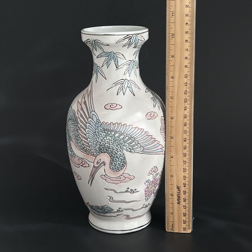 Vintage WBI Asian/Chinese Vase with Birds & Flowers Hand Painted 10 Inch - Picture 8 of 12