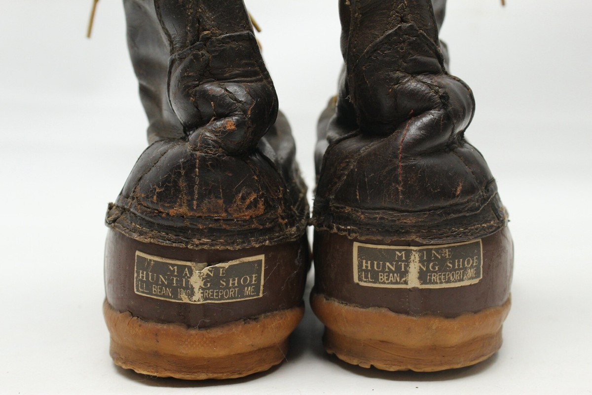 VTG 1940s LL Bean Maine Hunting Shoe Boots 10 EE Brown Leather