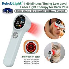 NIR Red Laser Therapy LLLT Treatment 24 Diodes 1760mW Handheld for Human Animals