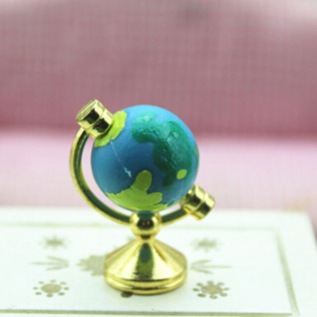 Dollhouse miniature 1:12 scale mini blue alloy rotatable earth glo.A-KN