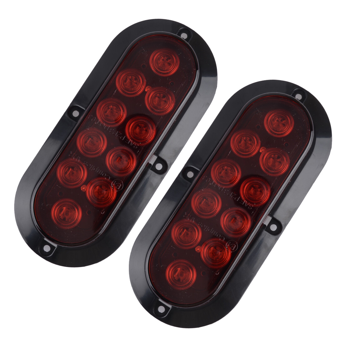 Oval Red 10 LED Marker Lights Stop Tail Turn Truck Trailer 2 pc
