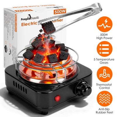 500W Electric Coal Heater Stove Charcoal Burner Multi Purpose w/ Tong 338 -1022 