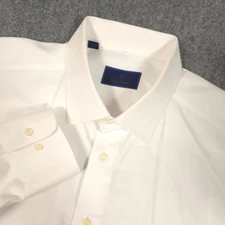 David Donahue Dress Shirt Mens 18-36/37 White Button Up Business