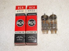 2 x 6922  Amperex/RCA Tubes*Super Strong Matched Pair*Gold Pins-D Getter*NOS*#R9