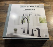 Glacier Bay Standard Kitchen Faucet Double-Handle w/ Side Sprayer Matte Black