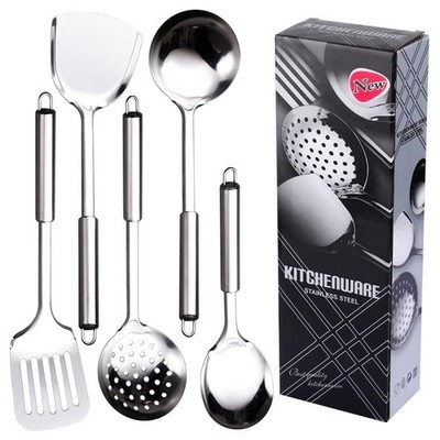 5 Pcs Stainless Steel Kitchen Utensils Set Wok Utensils Set Include Wok Ladle...