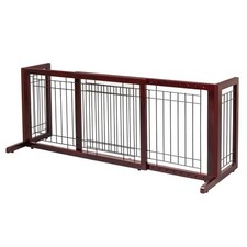 Free Standing Dog Gate, 37" - 68" Wide Pet Gate for Fireplace Stairs Doorways