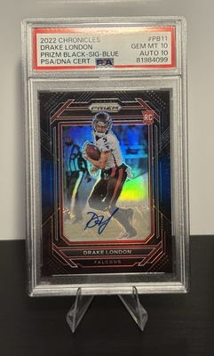 #ad #ad 2022 Prizm Black Drake London Blue 15 Rookie Auto RC PSA 10 Auto 10 #PB 11 $420.00