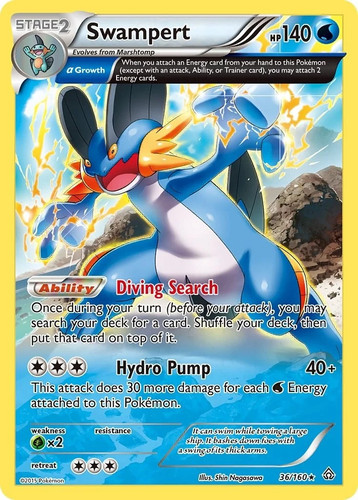 Pokemon Swampert Alpha 36/160 Reverse Holofoil NM XY - Primal Clash Holo Rare