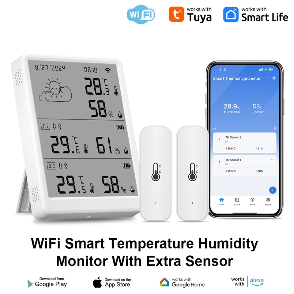 Tuya WiFi Temperature Humidity Sensor Smart Thermohygrometer APP Remote Control/ - Bild 2 von 4